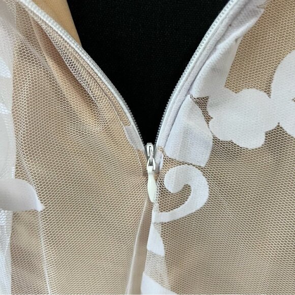 Luxxel, Women’s Long V-Neck Illusion Open Back Dress - White/Nude. Size: S. NWT - Picture 12 of 16